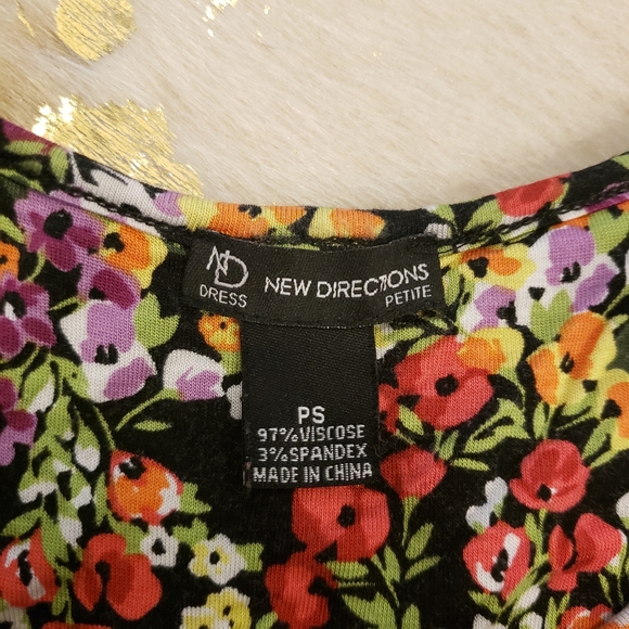 New Directions PS Black Floral Tank Dress - Picture 4 of 5